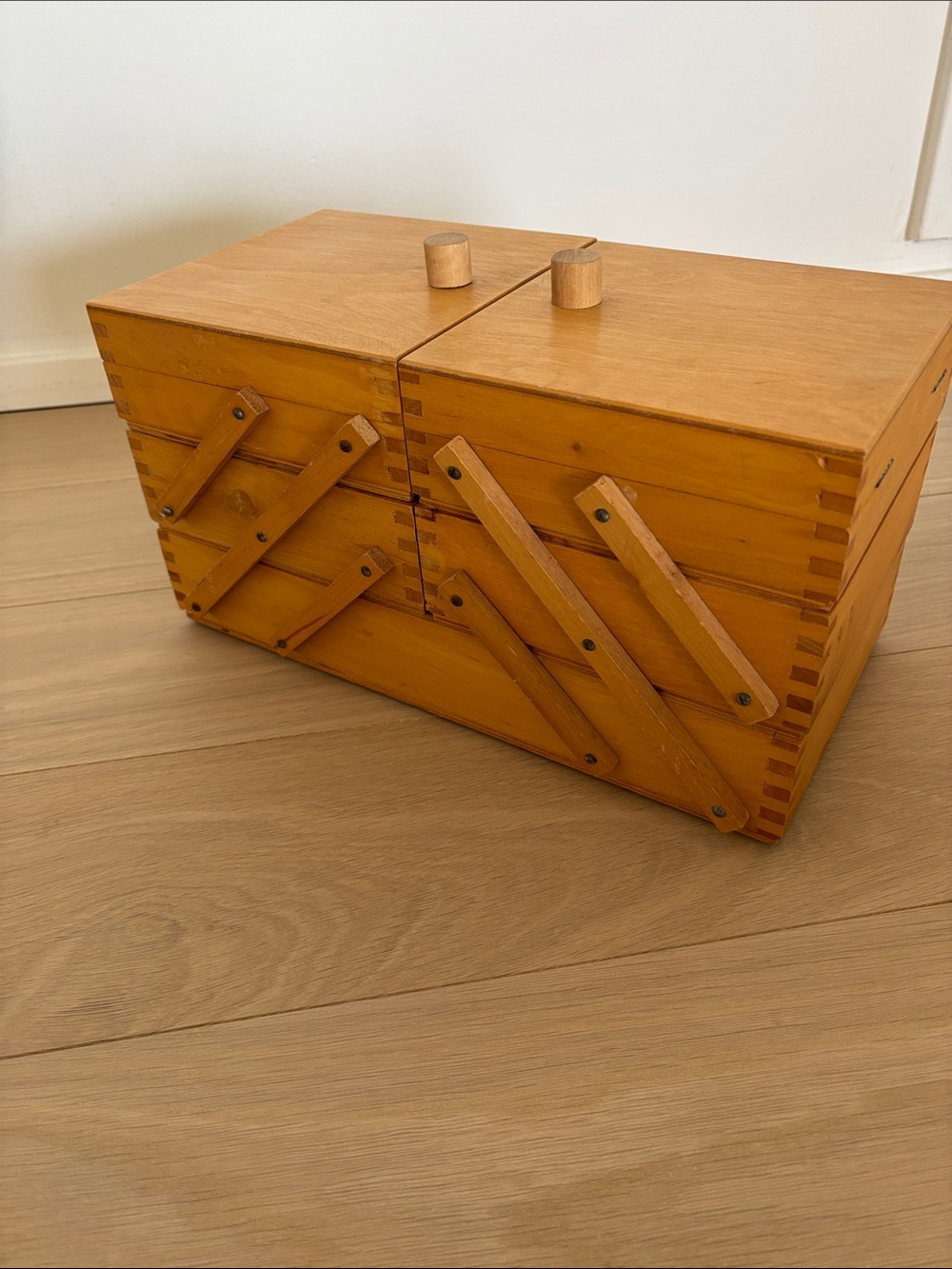Vintage Wooden Sewing Box - Honey Brown - Picture 8 of 8